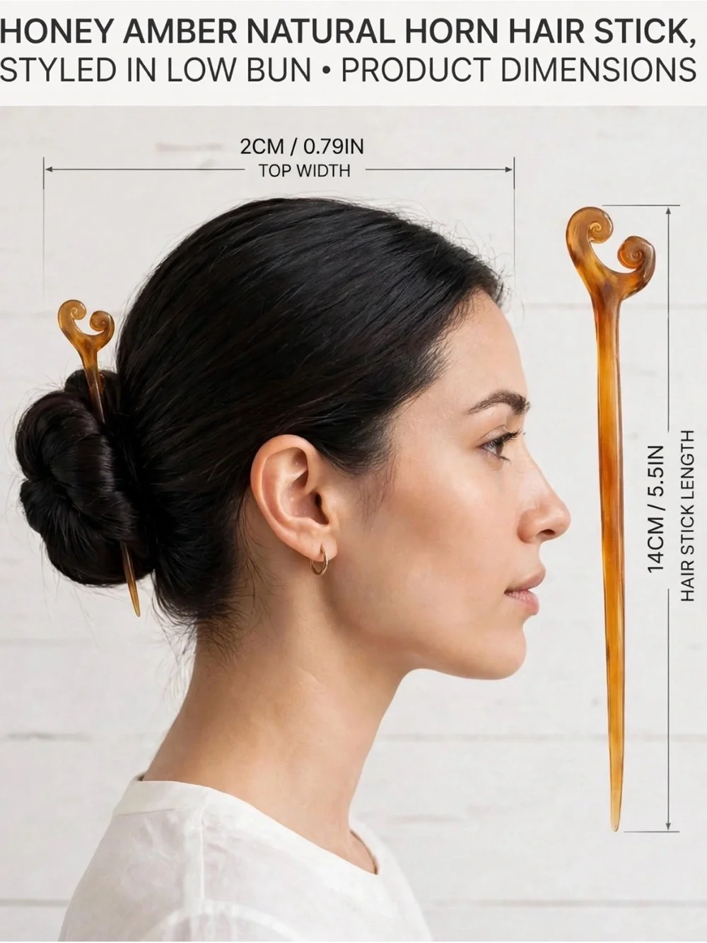 Handcrafted Horn Hair Sticks - Amber Brown Set of 4